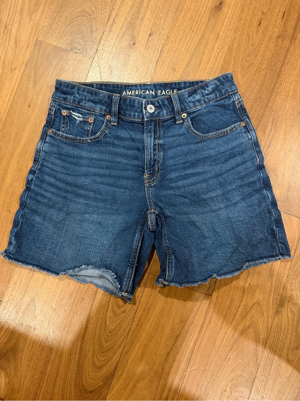 American Eagle Outfitters Indigo Denim Low-Rise Baggy Cutoff Shorts
